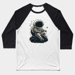 Cute Astronaut Sitting On Moon Baseball T-Shirt